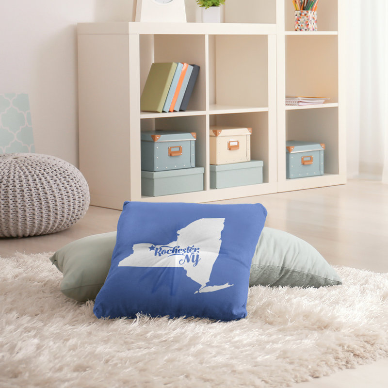 Coussin de plancher touffeté, 26 po x 26 po, Bleu, Rochester