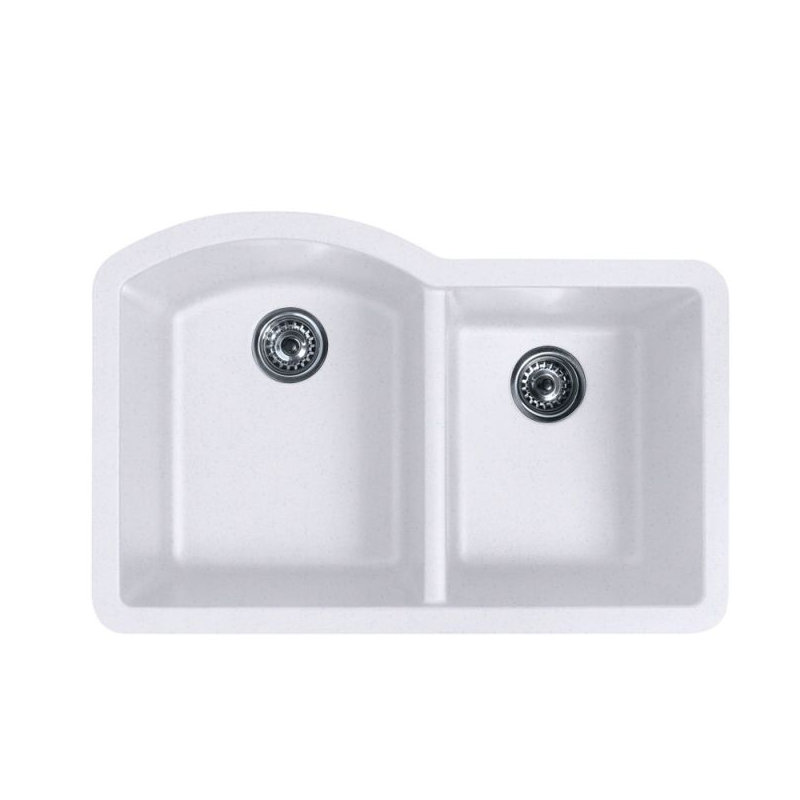 32'' L Double Bowl Granite Kitchen Sink, Opal White