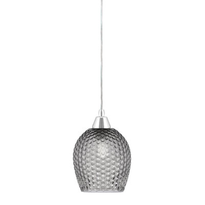 Mini-luminaire suspendu avec cordon en verre texturé fumée 7,5 po Any