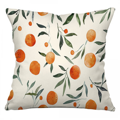 Citrus Fruits Cotton Blend Reversible Throw Pillow