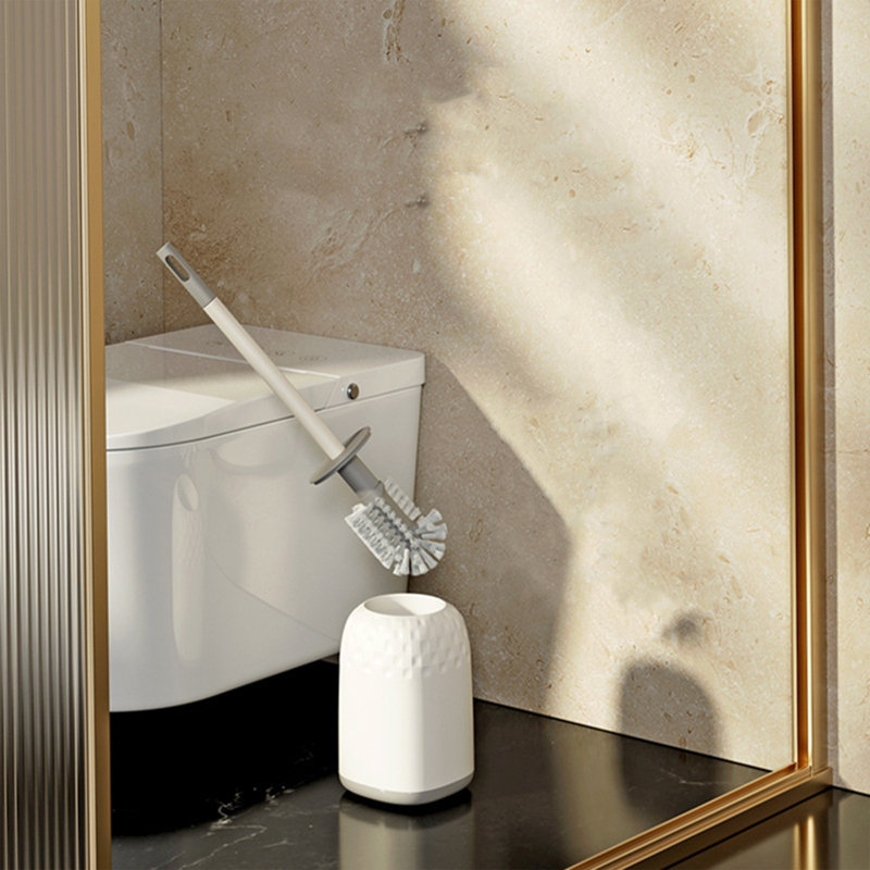 Brosse de toilette moderne et compacte avec poils durs et support, nettoyage de salle de bain à longues poignées