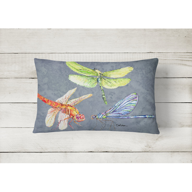 Dragonfly Times Three Indoor/Outdoor Throw Pillow