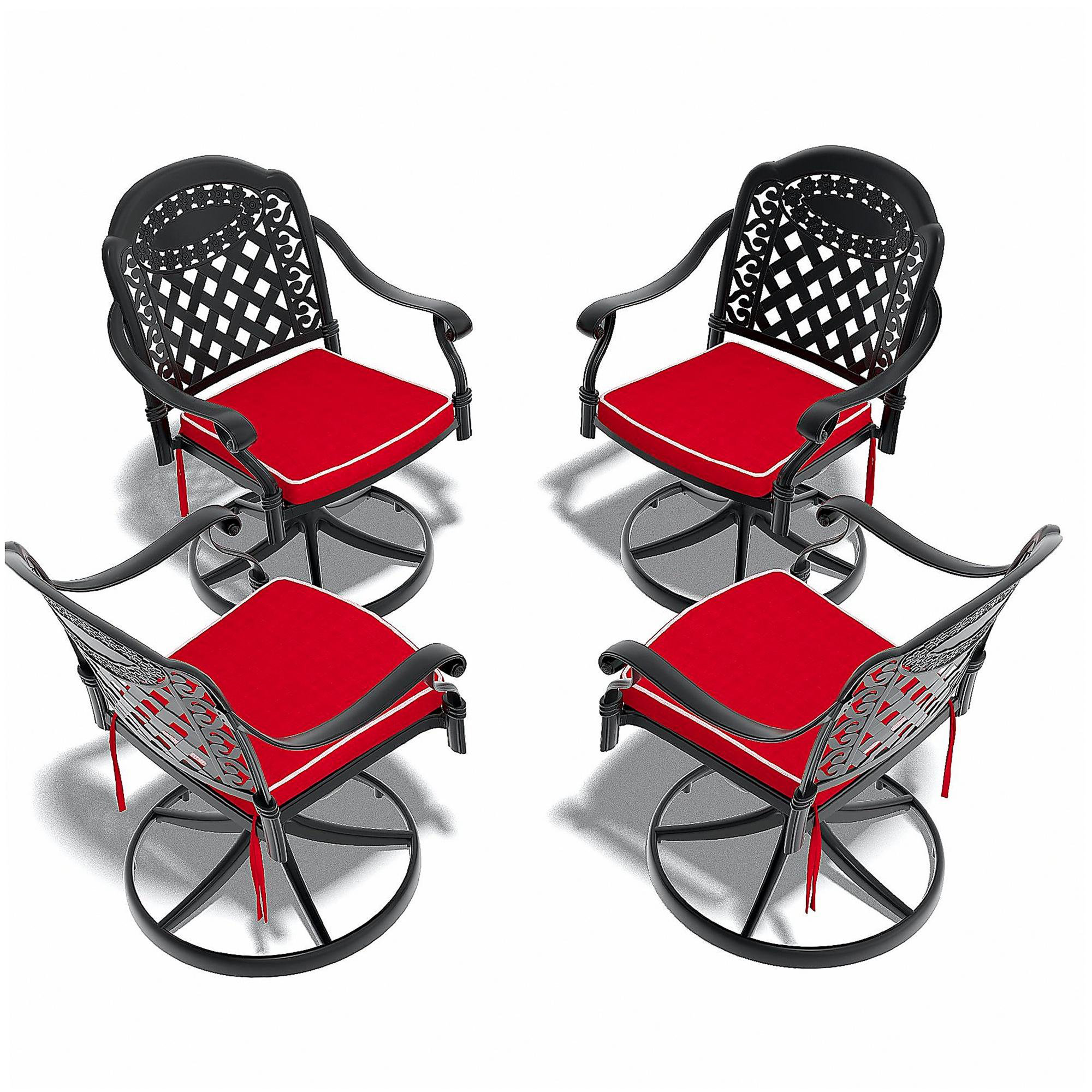 Astoria Grand Cast Aluminum Patio Swivel Chair 4PCS With Black Frame ...