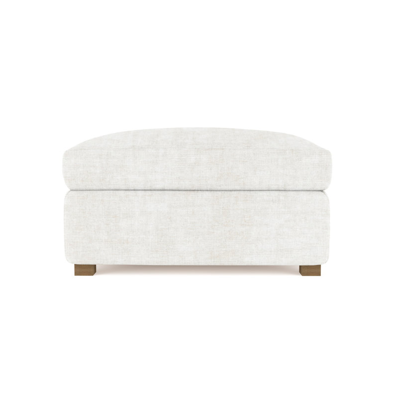 Madison Upholstered Ottoman, Crushed Velvet Alabaster, Weathered