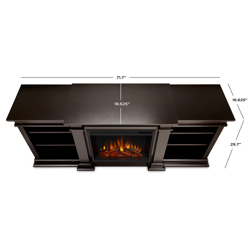 Fresno TV Stand with Fireplace, Dark Walnut