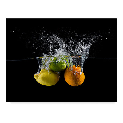 Wrapped Canvas Wall Art - Mogyorosi Stefan 'Citrus Splash' Wall Art for Living Room, Bedroom, or Office Décor - 14x19