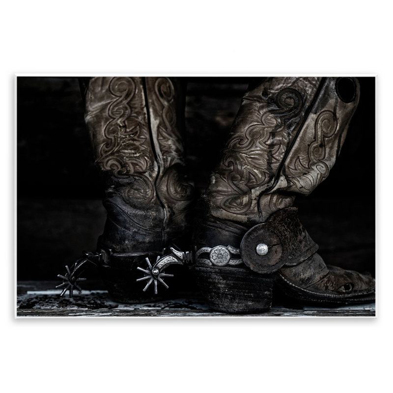 Art mural, bottes de cowboy avec éperons, design par PHBurchett, H 10 po x l 15 po