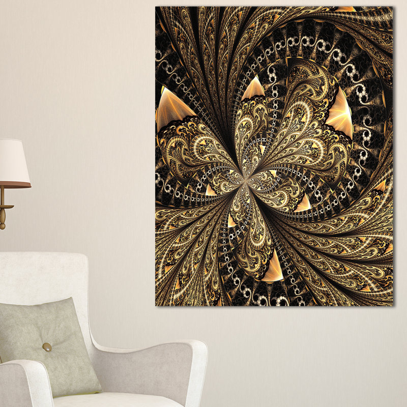 Motif floral brun fractal, impression sur toile tendue, H 40 po x l 30 po x P 1 po