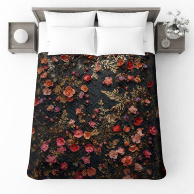 Couvre-lit matelassé à motif floral