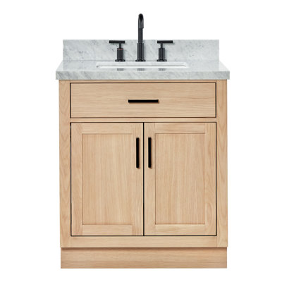 Tidworth 30'' Solid Wood Single Bathroom Vanity with 1.5'' Carrara Marble Top