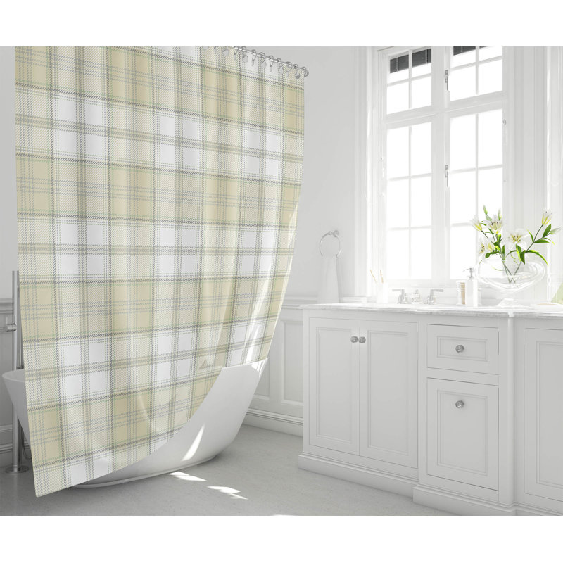 Bully Plaid Ultra-Thin Lightweight Shower Curtain, Yellow