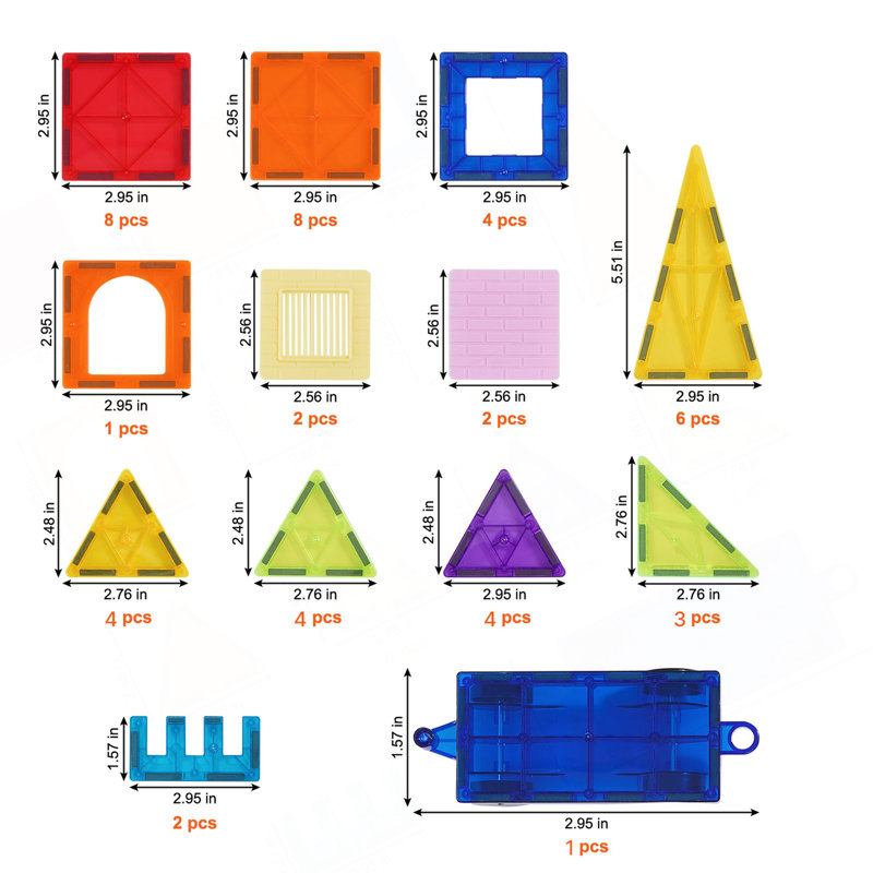 Magnetic Tiles Magnetic Building Toy 55 PCS Magnet Blocks For Kids 3D Set