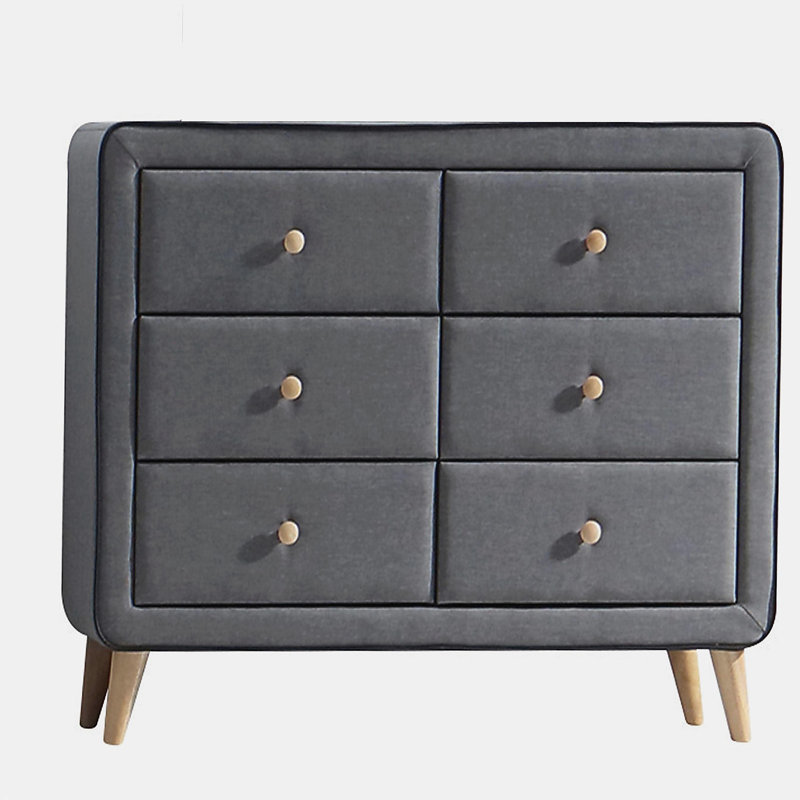 Commode double 6 tiroirs en velours gris clair