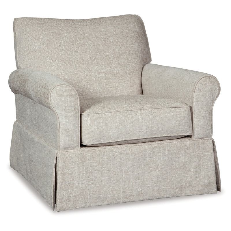 Quartz Beige Swivel Glider Accent Chair with Metal Frame