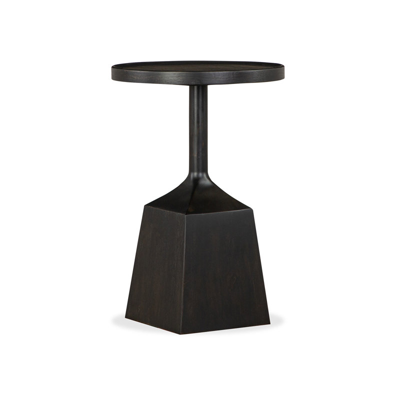 Joonwon Solid Wood Pedestal End Table, Black