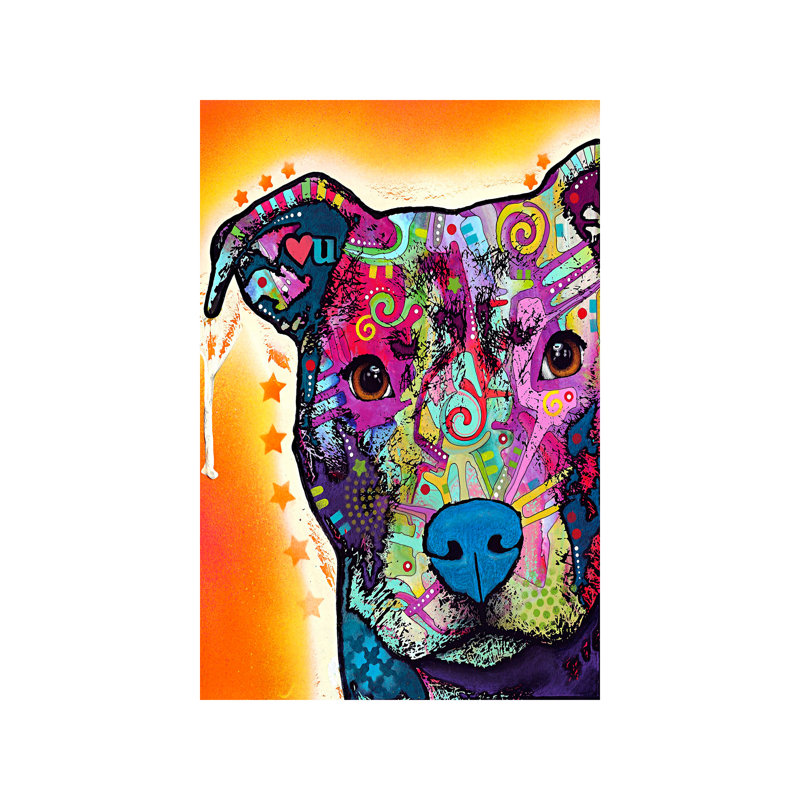 Heart U Pit Bull by Dean Russo - Print on Canvas, No Frame, 66.04 cm H x 45.72 cm W x 1.91 cm D