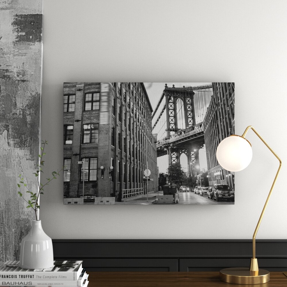 Leinwandbild „Brooklyn Bridge, Manhattan bei Nacht“, Fotodruck