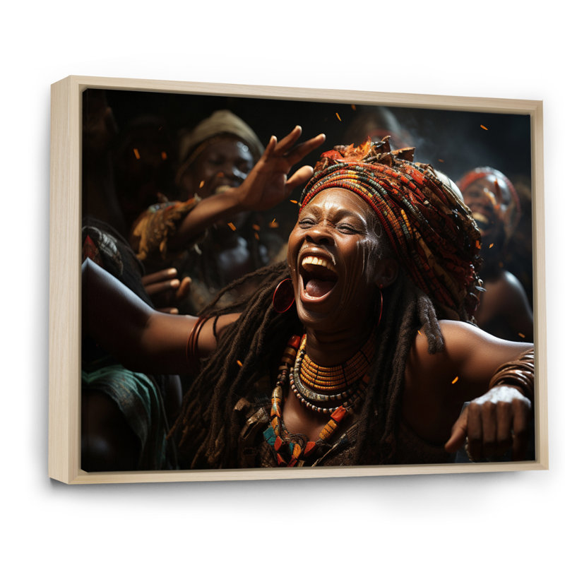 Célébration de la culture africaine I sur toile, H 16 po x l 32 po x P 1 po, Cadre naturel flottant