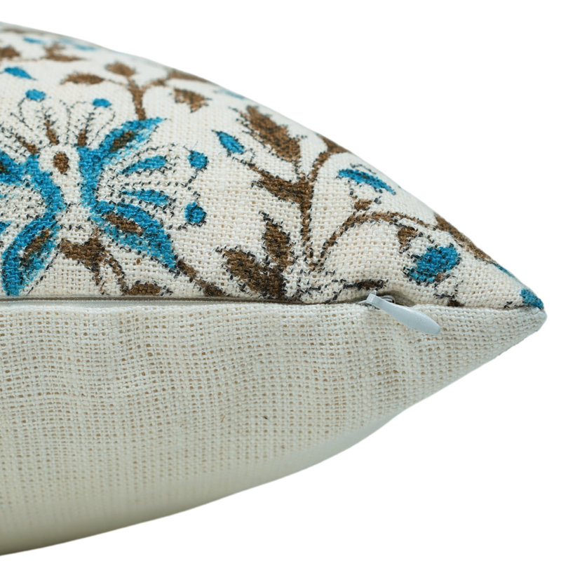 Housse de coussin en lin à motif de blocs de lin blanc cassé à la main de style fab Fabine - 14 po x 14 po, 14 po x 14 po