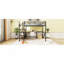 Lit mezzanine double en métal avec bureau et échelle de rangement latérale, noir