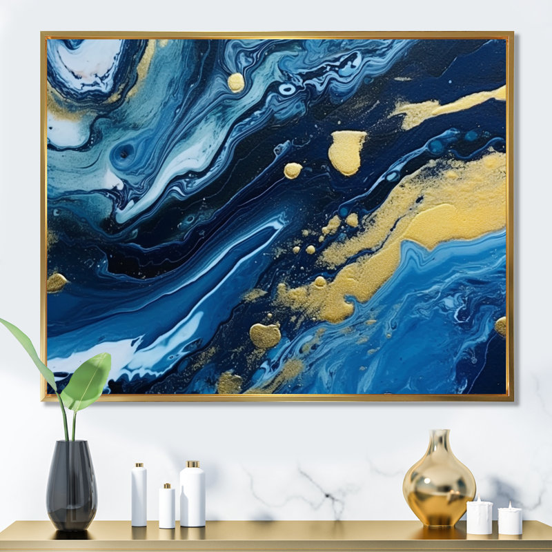 Agathe Ripple Golden Rivers VI - reproduction sur toile, 16" H x 32" W, Black Picture Framed