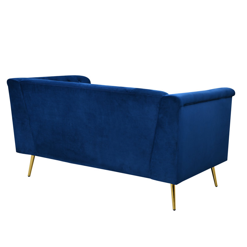Causeuse en velours 57 po Sardella , Bleu
