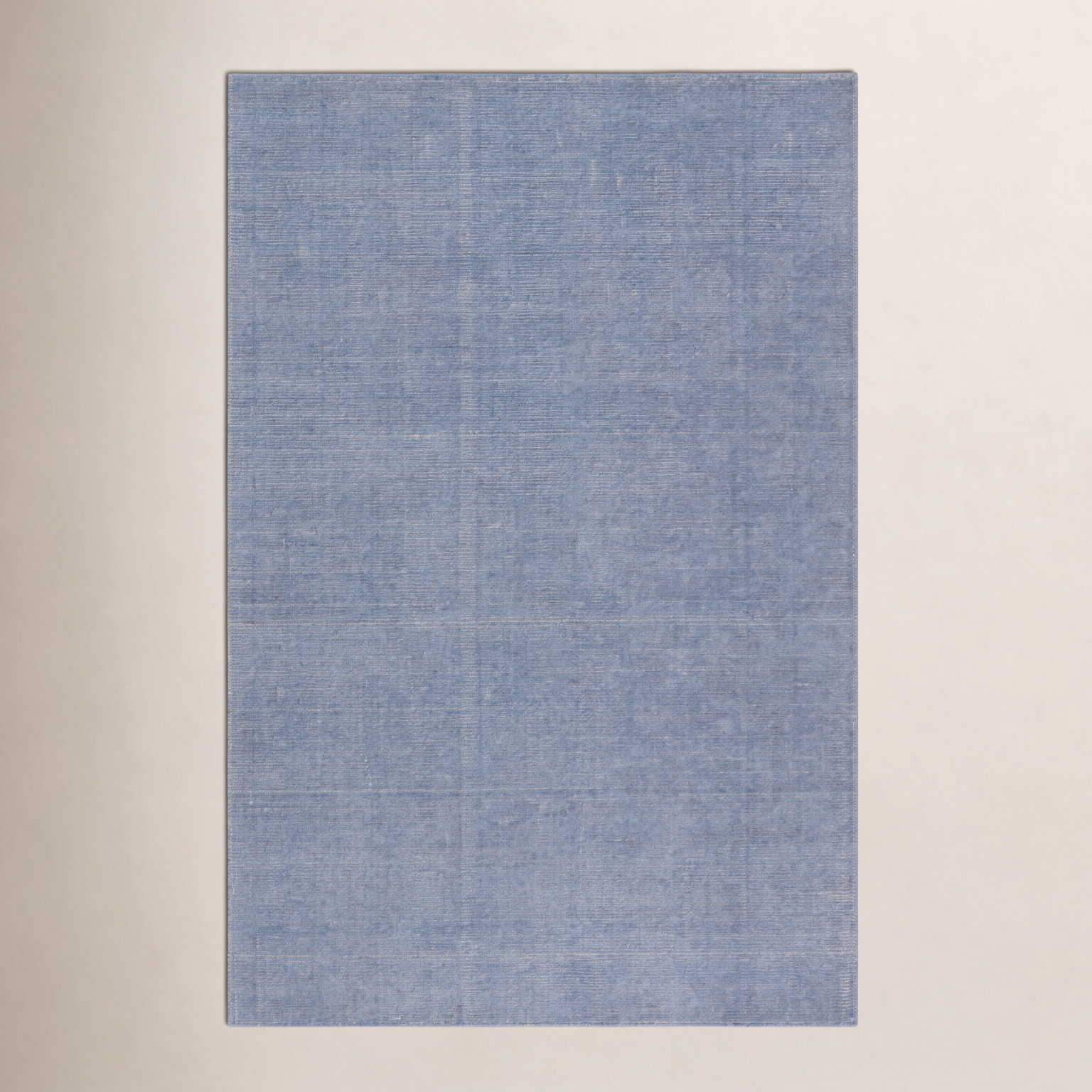 Caron Light Blue Cream Hand-Woven Striped Rug, Rectangle 4' x 6'