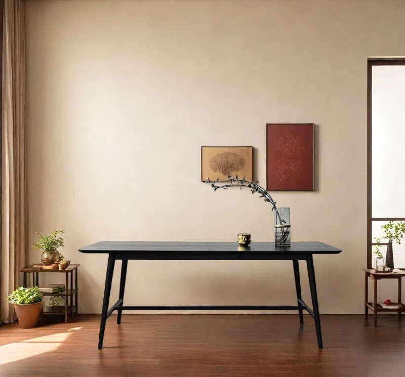 Table de salle à manger en bois de frêne massif avec joli design., H 29,53 po x L 70,87 po x l 31,5 po