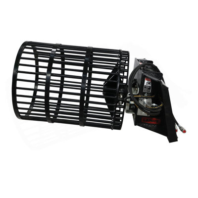 Skid Steer Rotary Rock Picker Attachment 30" Diameter Drum Model, 55" Barrel Depth, Universal Mount