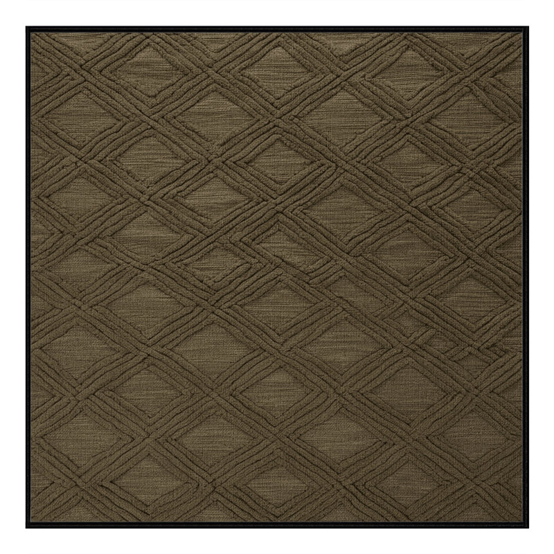 Tapis brun treillis lavable à la machine, Rond 8 pi