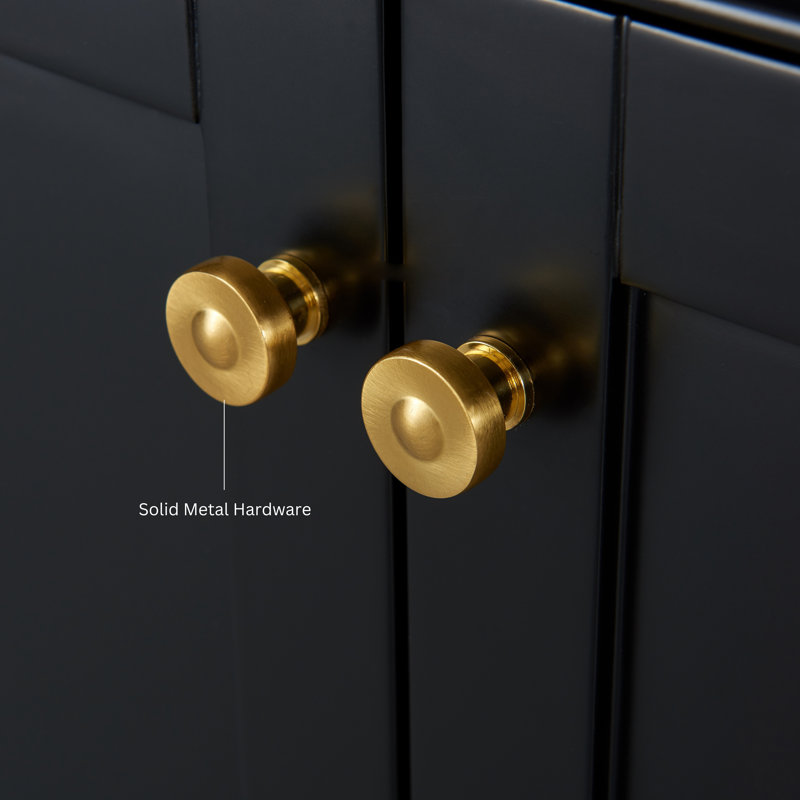 Audrey 66'' W Double Vanity, Carrara White, Black Onyx | Brushed Gold