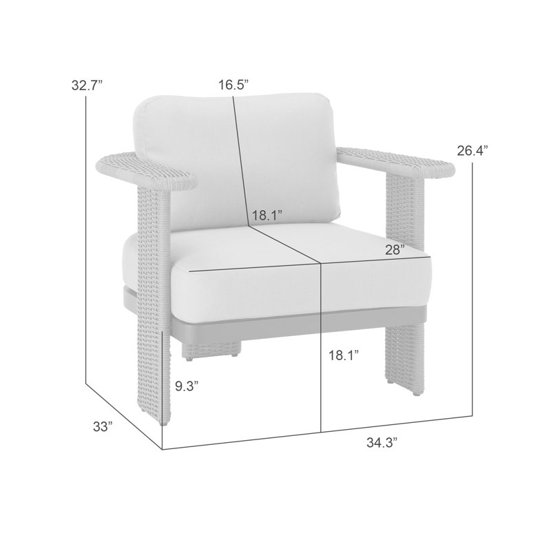 Fauteuil club d'extérieur Neville avec structure en aluminium bronze foncé et coussins taupe