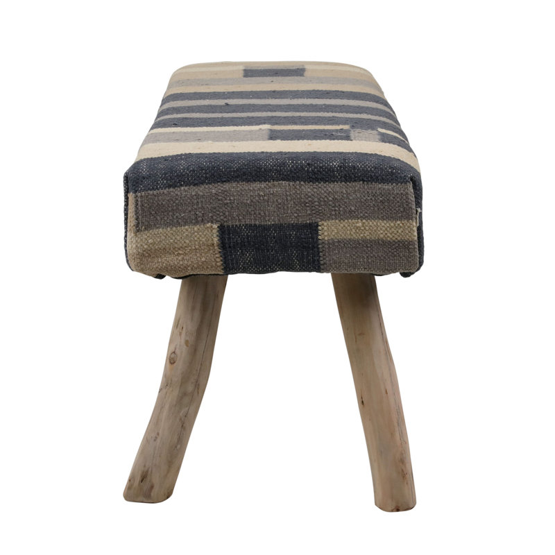 Muriel Wool Bench, Neutral and Blue Tones