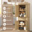 Armoire de cuisine de 69,1 po de hauteur, armoire de rangement haute avec portes en rotin et tablettes réglables-2085671910