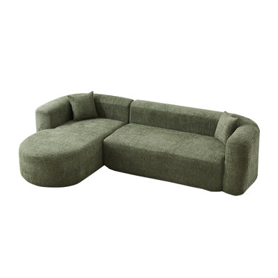 109" L-Shaped Left-Facing Sectional Couch Chenille Boneless Modular Sofa with 2 Throw Pillows for Living Room
