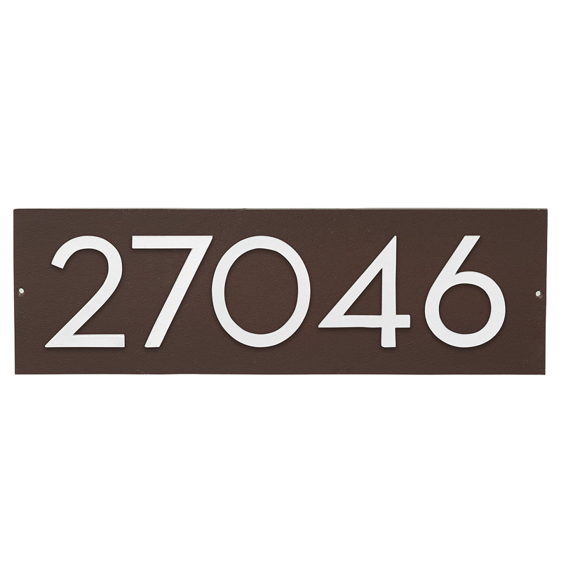 Floating Modern 4" Number Horizontal Address Plaque (5 Digits), Roman Bronze, White, Yes
