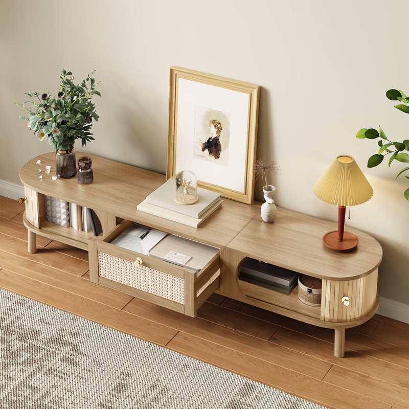 Unfinished TV Stand for TVs up to 75", Natural Wood
