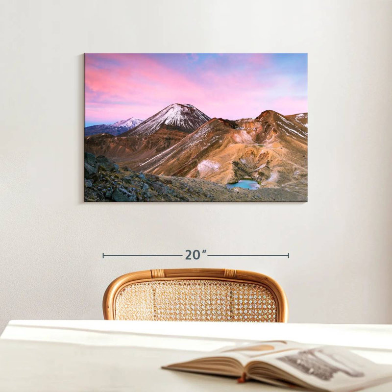 Senne, paysage de montagnes de Tongariro, H 16 po x l 24 po