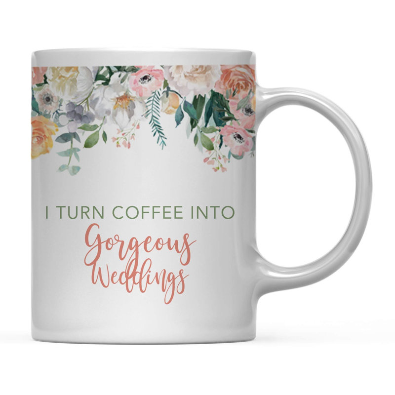 Cadeau de mariage tasse à café, roses fleurs de pêche, je transforme le café en mariages magnifiques, paquet de 1, cadeau de remerciement d'anniversaire pour elle