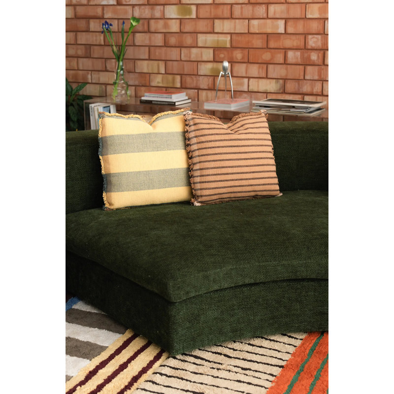 Square Cushion Lines Ochre