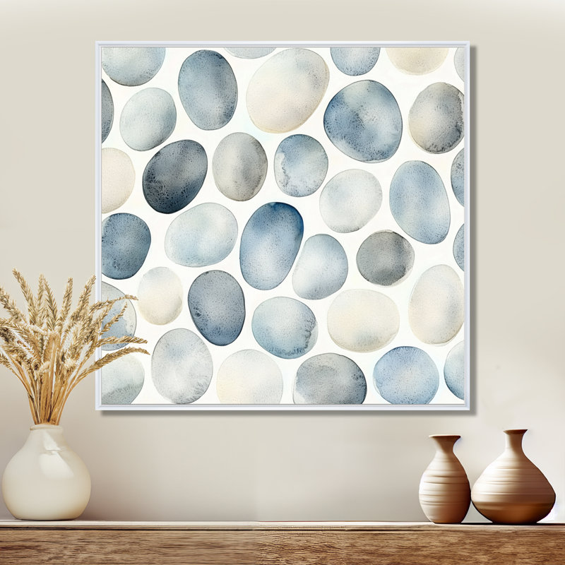 Nosarena Minimalist Meditation Stone Collage II - art mural méditation, H 36 po x l 36 po, Impression encadrée flottante