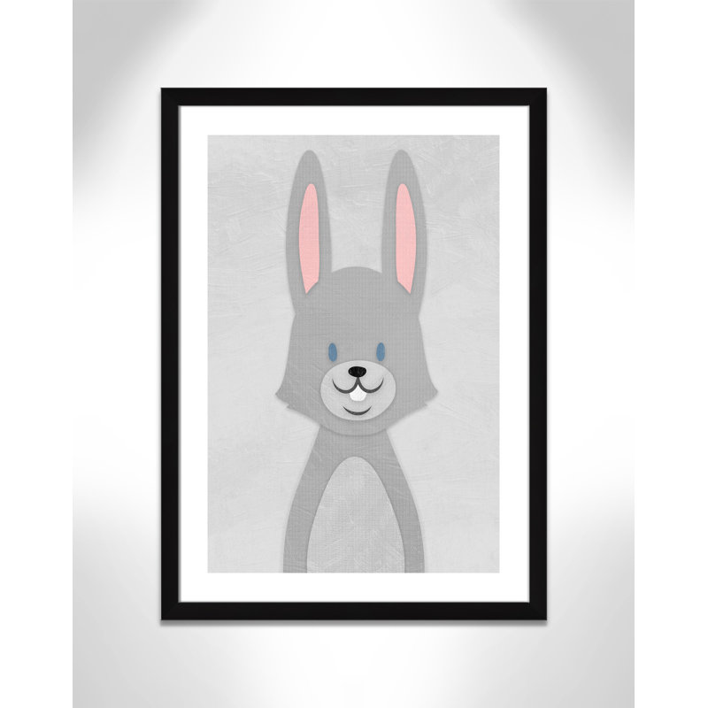 Art de lapin joyeux, H 34,5 po x l 24,5 po x P 0,6 po, Encadré plat noir