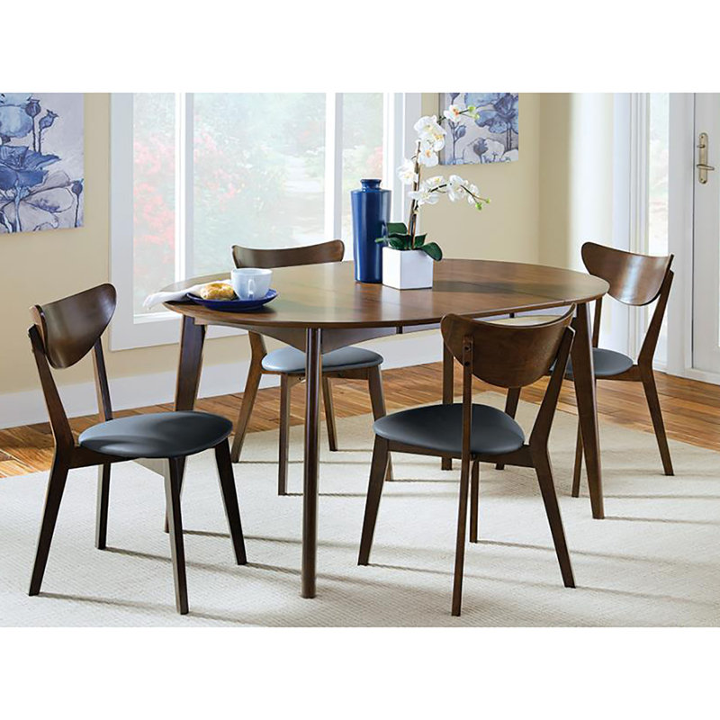 Noyer foncé et chaises d'appoint à dossier ouvert noir (ensemble de 2)