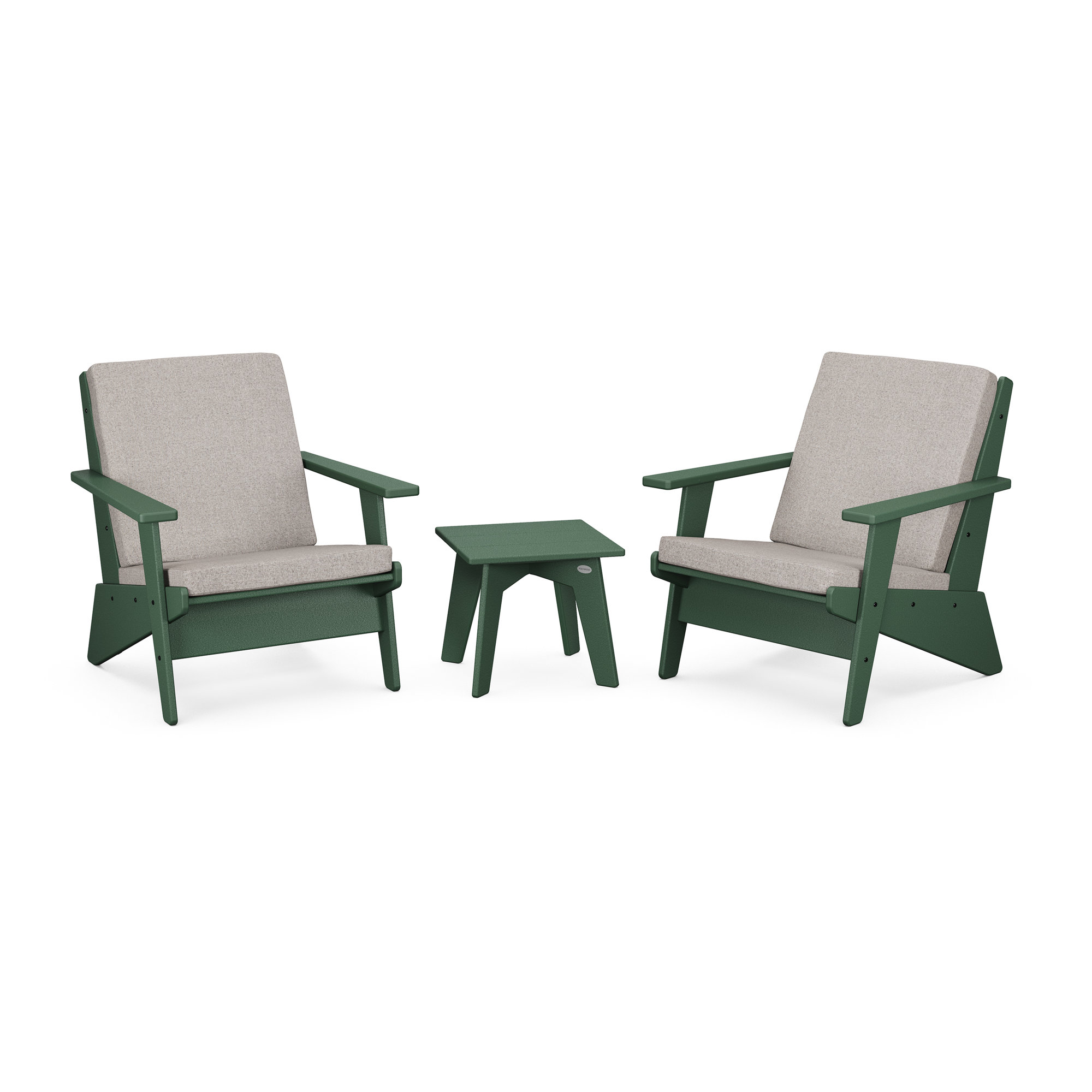 Riviera Modern Lounge 3-Piece Set, Green, Weathered Tweed