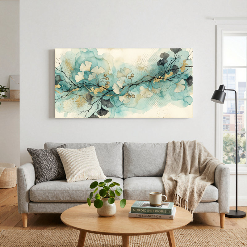 Ensemble d'une toile aquarelle florale, 58“W x 28”H, Wrapped Canvas