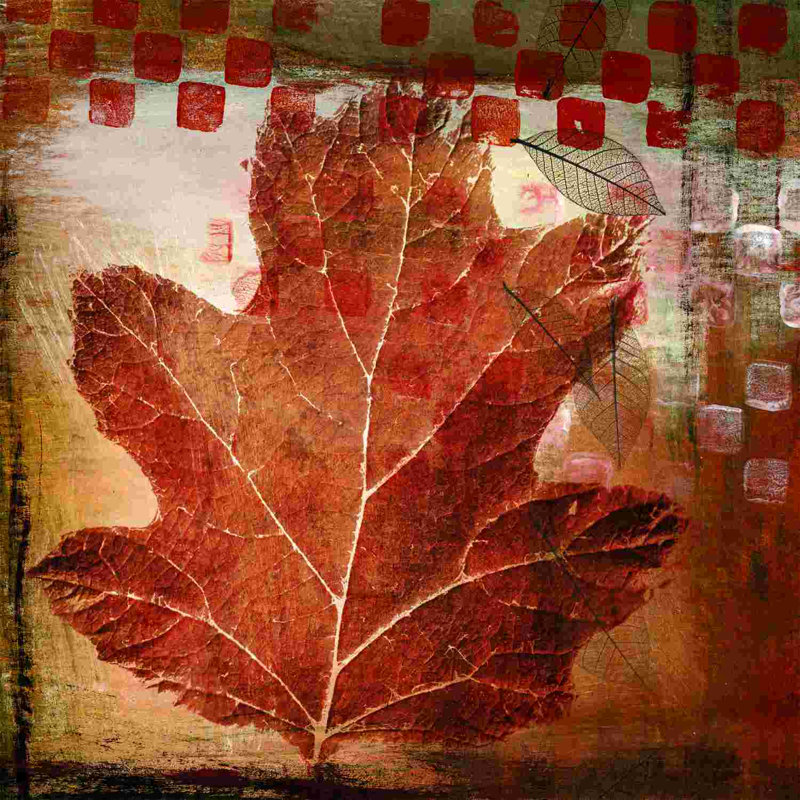 Feuille de damier 2 - peinture sur toile tendue, H 30 po x l 30 po
