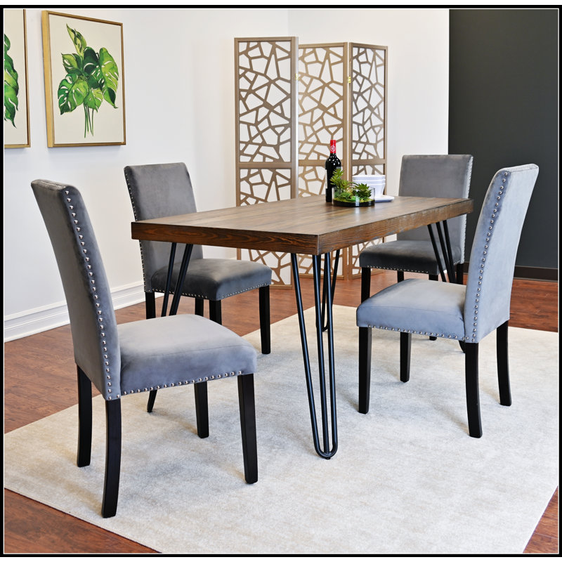 Ensemble de salle à manger 5 pièces, table en épingle à cheveux élégante et chaises confortables pour les maisons modernes