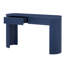 Console moderne avec design cannelé et rangement - Bleu marine. Minimaliste 2 tiroirs pour le salon. Stabilité des pieds courbés dans les tiroirs. Zone de fonctionnalité.