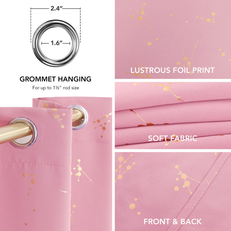 Makvala Room Darkening Curtain Pair, 52" W x 72" L, Pink