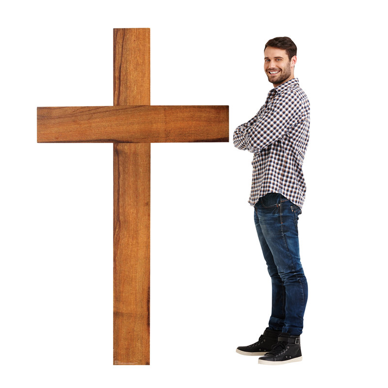 Lifesize Brown Cardboard Cross Standup with Easel